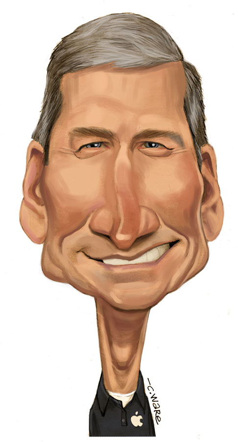 Illustration of Apple CEO Tim Cook. (Chris Ware) / MCT 2012