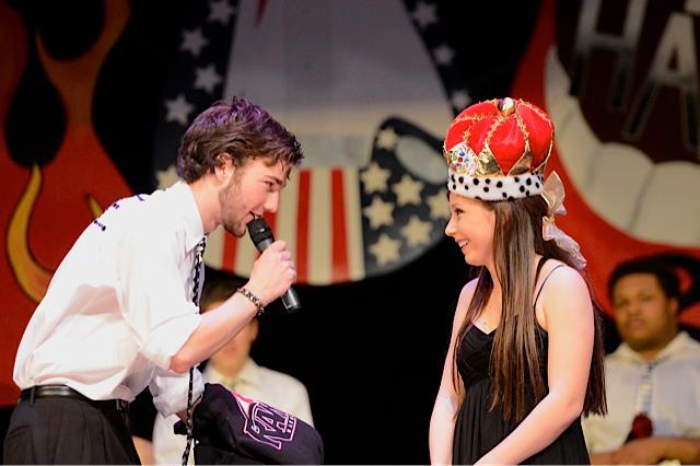 Mr. Harriton 2013, Jake Marks, asking his escort, Brielle Stander to prom after being crowned (photo by Mr. Frederick)