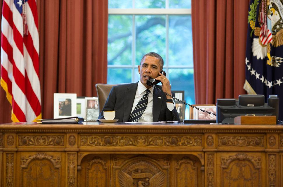 President Obama speaks with Iranian President Hassan Rouhani