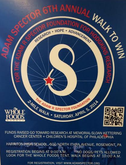 Walk to Support Hodgkins Research: This Saturday, April 5th