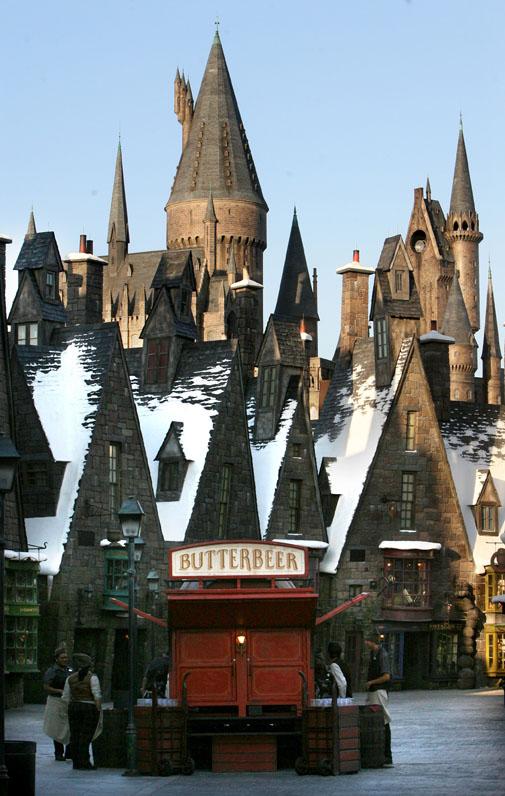 The main spire of Hogwarts Castle towers in the background over Hogsmeade Village  (Joe Burbank/Orlando Sentinel/MCT)