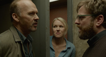 Michael Keaton as Riggan, Naomi Watts as Lesley and Zach Galifianakis as Jake in Birdman. (Photo courtesy Fox Searchlight Pictures/MCT)