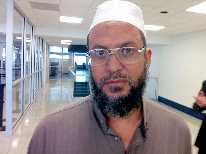 Imam Mohamed Zaghloul, pictured here in the Charlotte Douglas airport on May 6, 2011, was removed from his flight in Atlanta, Georgia. The flight was scheduled to fly to Charlotte where he attended a conference on "Islamophobia."  (Franco Ordonez/Charlotte Observer/MCT)