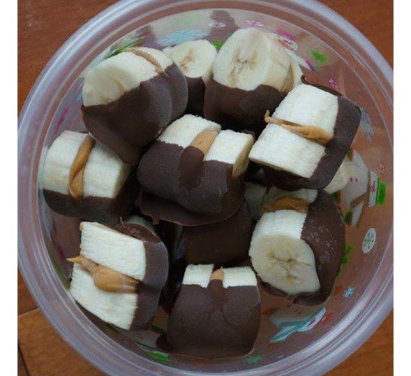 Chocolate Dipped Peanut Butter Banana Bites