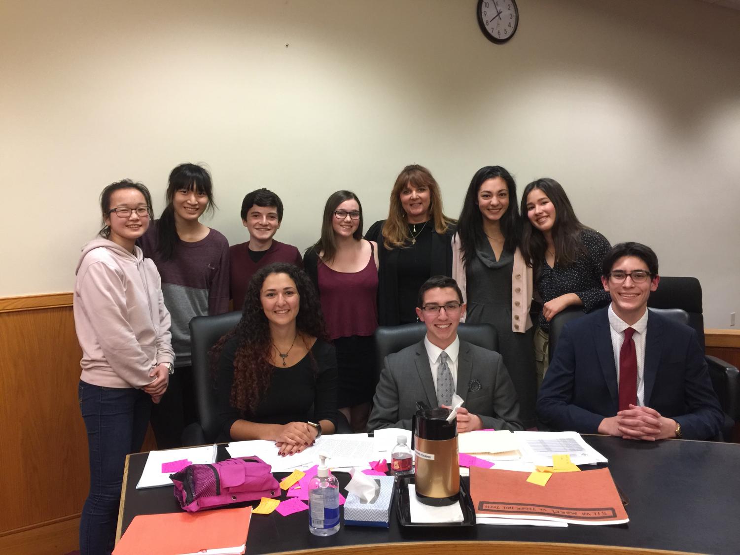 MOCK TRIAL TEAM
Front Row left to right:
Keren Katz, Ben Feldman, Jonah Samuels.
Back Row left to right:
Bianca Xiao, Chihjung Chen, Evan Zales, Anna Fleming (The Judge), Anne-Sophie Bilello, Camille Furrer