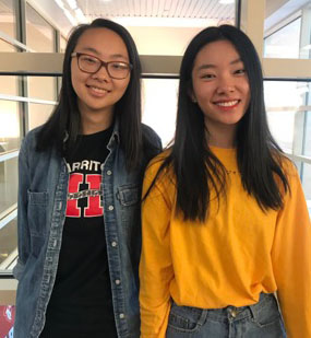 This years captains of the Science Olympiad team, Allison Zhang and Sunme Zhao.