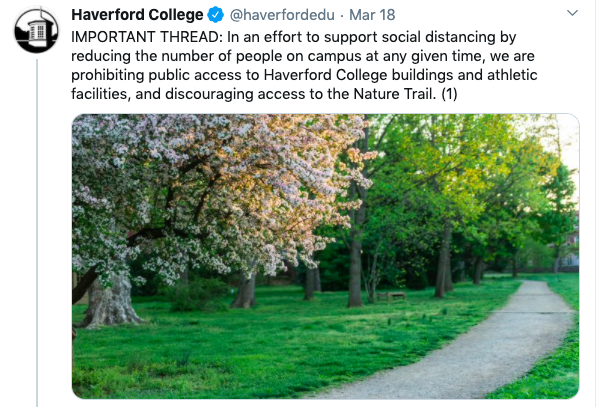 Haverford College Prohibits Public Access to the Nature Trail