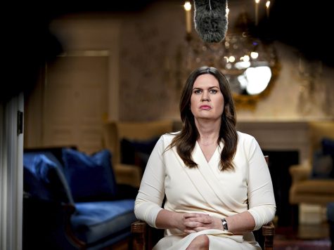 Gov. Sarah Huckabee Sanders, R-Ark., waits to deliver the Republican response to President Bidens State of the Union address, Tuesday, Feb. 7, 2023, in Little Rock, Ark. (Al Drago/Bloomberg, Pool)