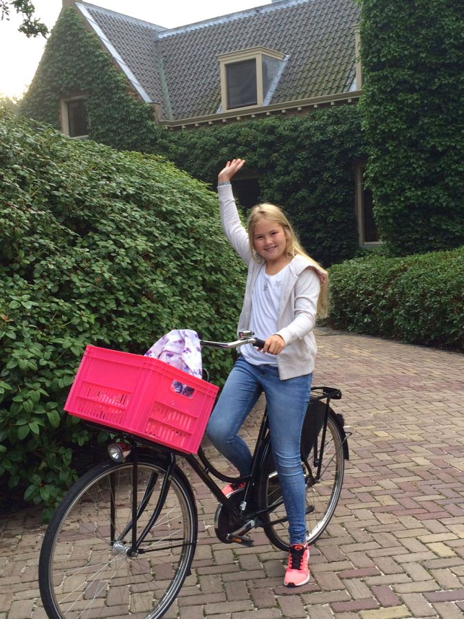 Princess Catharina Amalia of the Netherlands sets off for her first day of public school in The Hague.